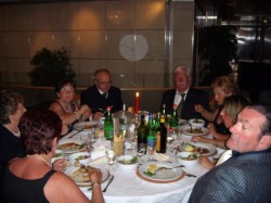 A tavola con Nello (FIORELLO), Egilio, Rolando e le rispettive Signore, in aggiunta c’erano le più scatenate della compagnia, Carla e Bruna